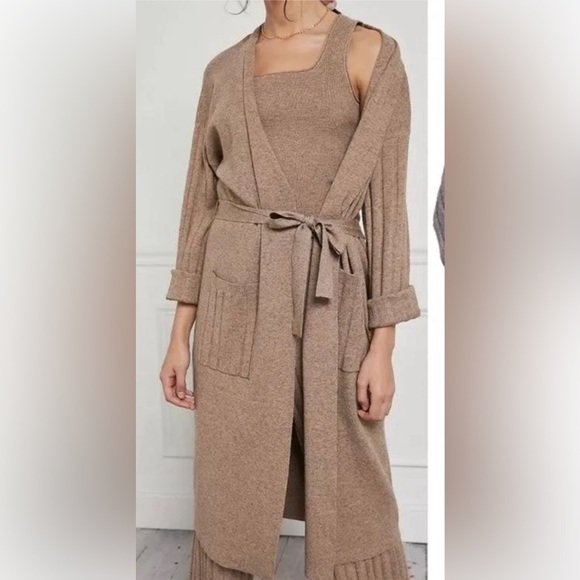 Current Air Long Duster Gray Cardigan with Tie Size Medium/Large - Picture 1 of 11